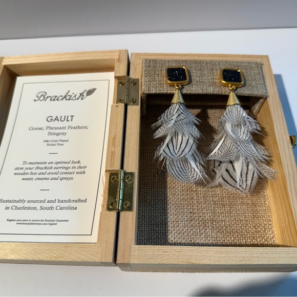 Brackish Goose, pheasant and stingray Earrings - Picture 2 of 8